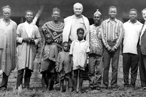 Dr. Varqa is shown with friends in Nkwen, Cameroon, in 1972.