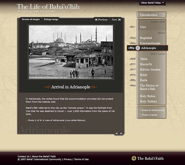 Historical photographs such as this one of Adrianople help viewers understand the world in which the revelation of Baha'u'llah unfolded.