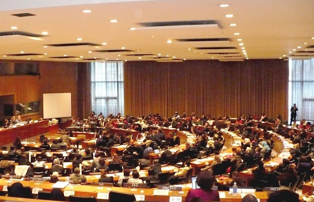 Two representatives of the Baha'i International Community addressed a High-Level Roundtable on "Financing for Gender Equality" at the U.N. Commission on the Status of Women on 25 February 2008.