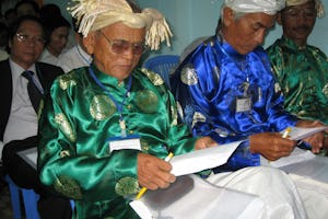 Delegates from the Cham minority communities prepare for balloting at the first Baha'i National Convention in Vietnam in 33 years.