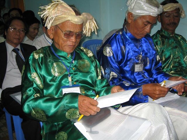 Delegates from the Cham minority communities prepare for balloting at the first Baha'i National Convention in Vietnam in 33 years.