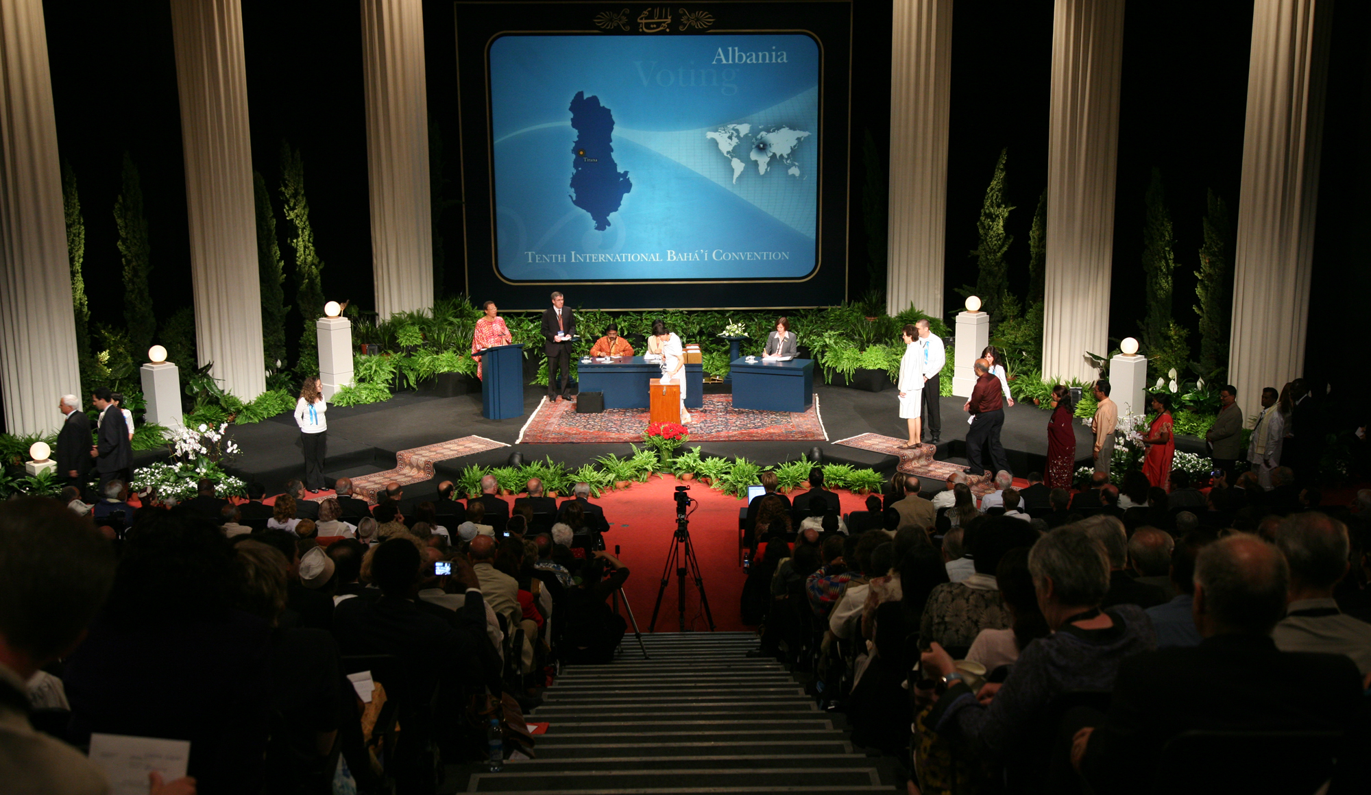 About a thousand delegates out of the 1,494 members of National Spiritual Assemblies around the world were in attendance for the election. The others had sent ballots by mail.