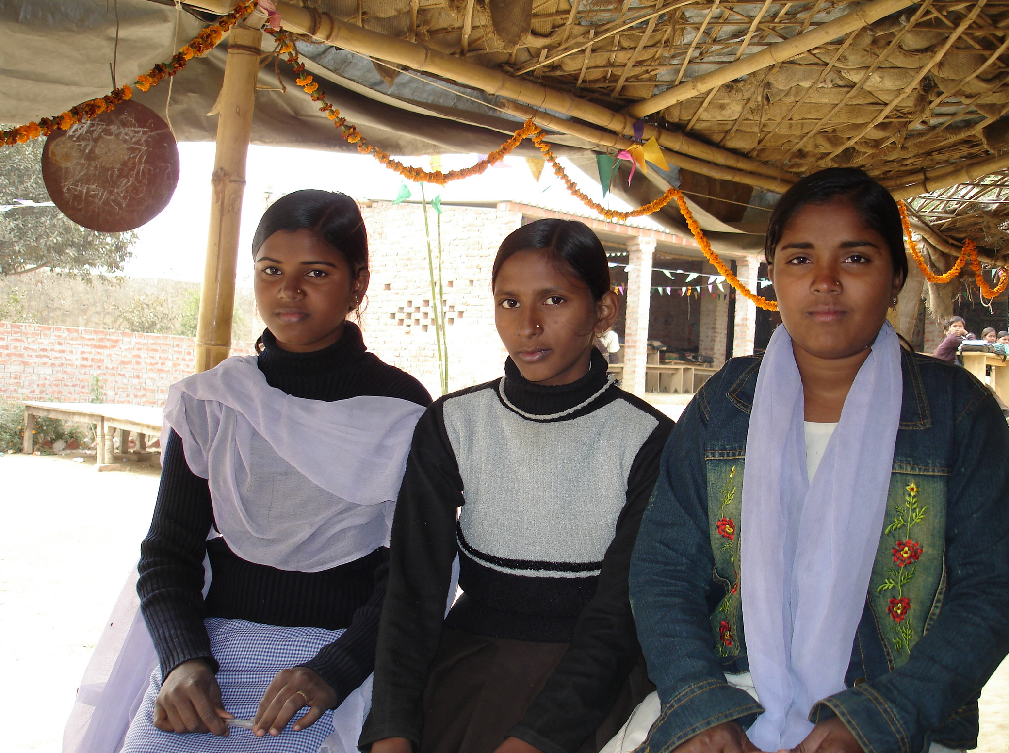 Most of the community schools offer classes all the way through high school. These girls attend New Ideal Academy in Kakori block.
