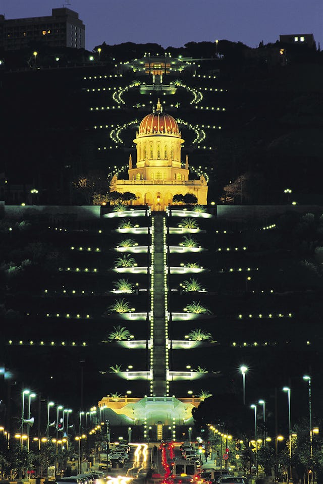 The Shrine of the Bab on the northern slope of Mount Carmel in Haifa, Israel, is one of the Baha’i sites named to the World Heritage list. A famous landmark in Haifa, it attracts a half million visitors a year.