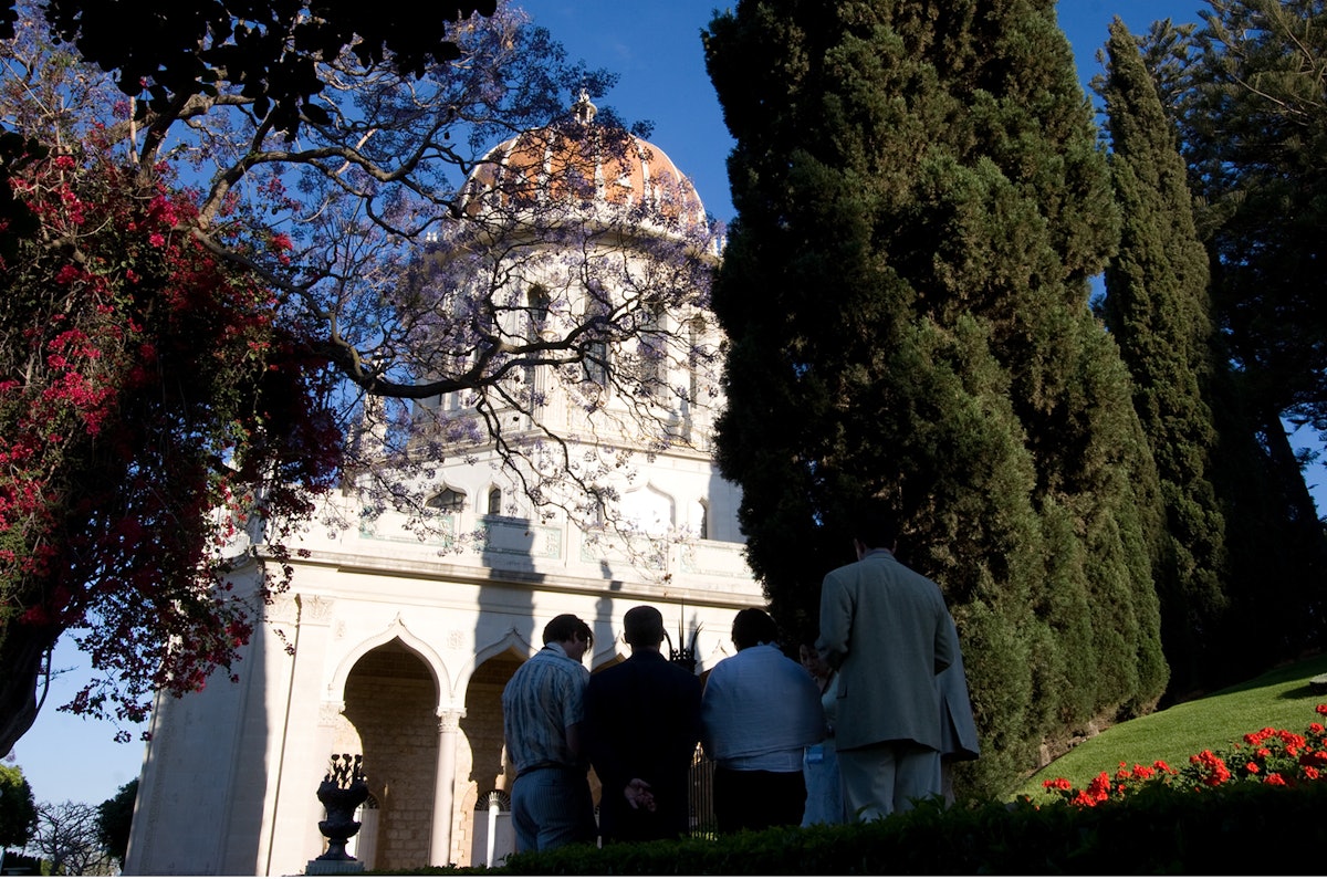 The Shrine of the Bab in Haifa, where His mortal remains are entombed, is surrounded by gardens where people often stop for prayer and meditation.