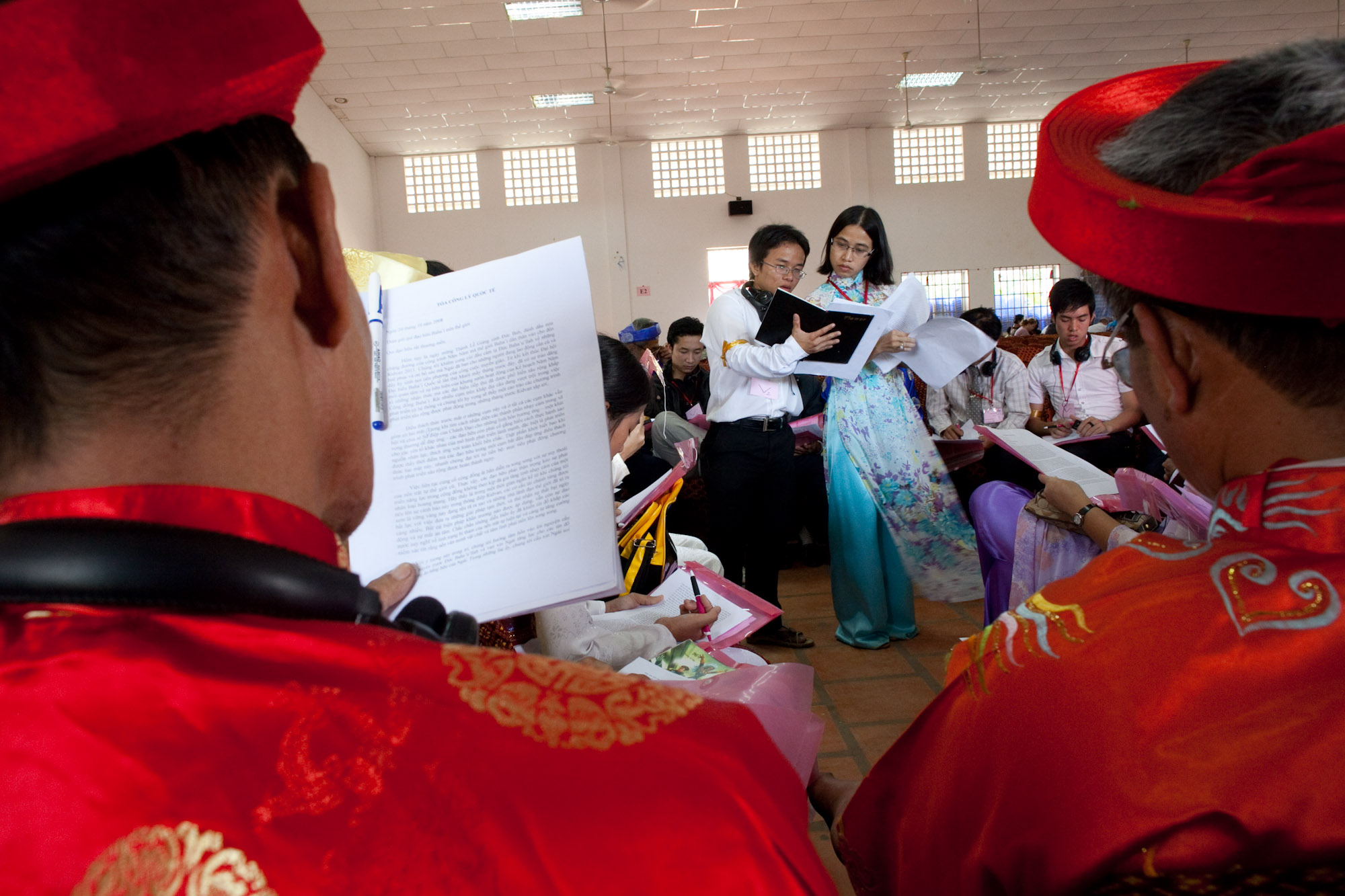 Colorful native costumes were much in evidence at the regional Baha'i conference in Battambang.