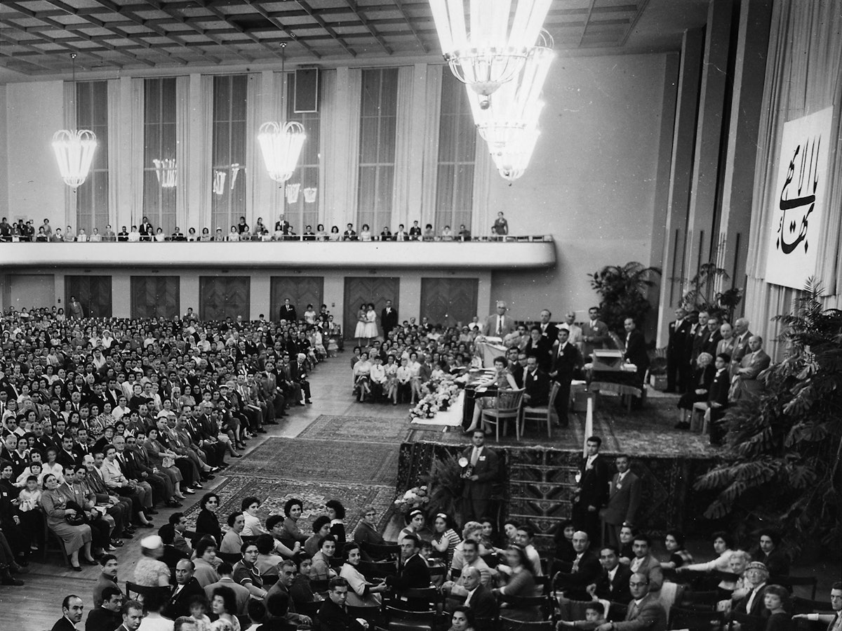 With 2,300 people in attendance, the Frankfurt gathering of 1958 was the largest of the five intercontinental conferences that year. (Baha’i World Centre photo)