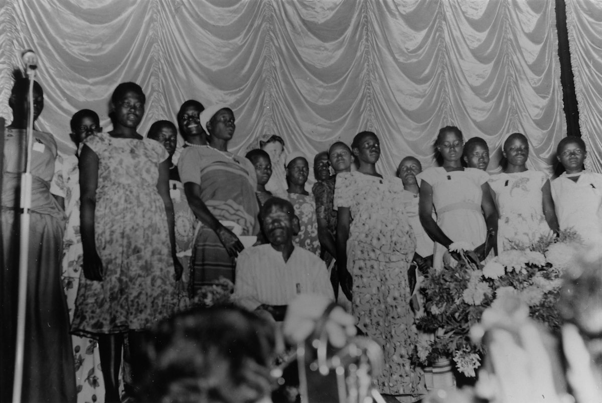 Baha’is of Africa at the intercontinental conference in Kampala, Uganda, January 1958. (Baha’i World Centre photograph)