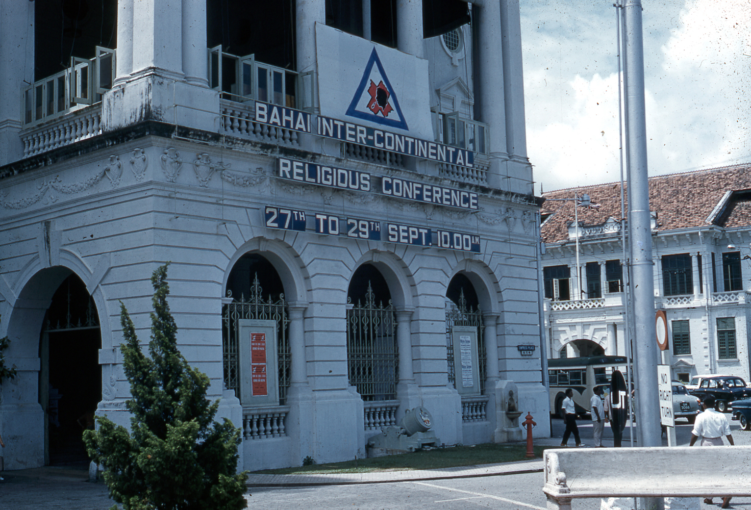 The conference for Asia was moved to Singapore at the last minute when it proved impossible to convene the gathering in Jakarta. It was held in September 1958. (Baha’i World Centre photograph)