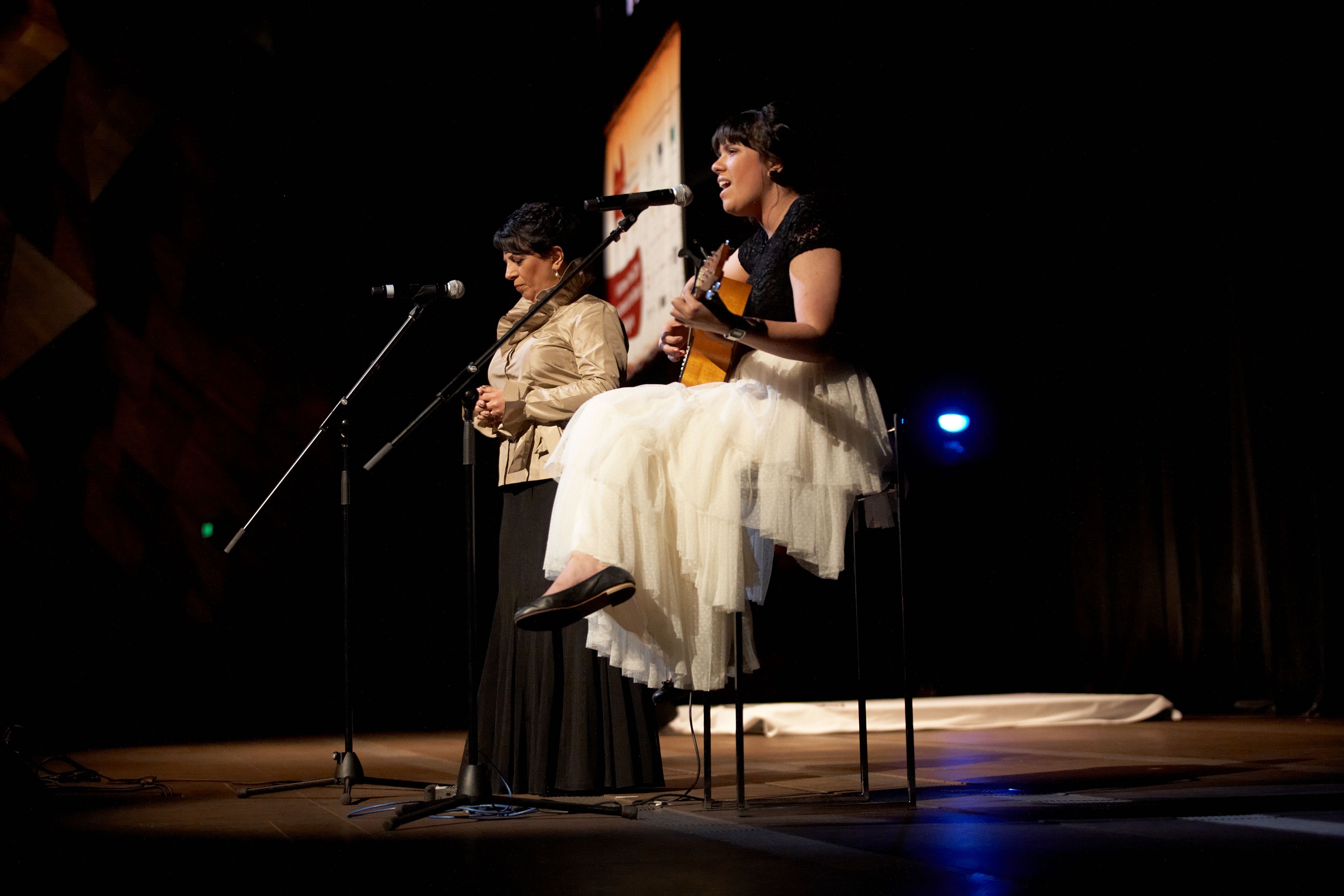 Shadi Toloui-Wallace, right, and her mother, Shidan, performed at the sacred music concert held during the Parliament of the World’s Religions. The duo are from the Baha’i community of Australia.