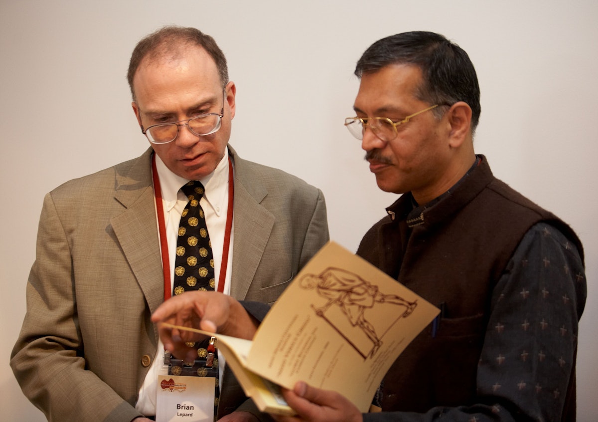 Dr. A.K. Merchant, right, of India, gave a joint program with Professor Brian Lepard, left, of the United States. They presented a Baha'i perspective on the need for spiritual motivation in social and economic development.