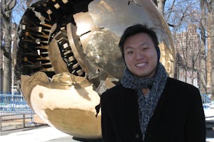 Ming H. Chong of Singapore read a summary of the Baha'i statement at the 48th session of the U.N. Commission for Social Development. The statement was titled "Transforming Collective Deliberations: Valuing Unity and Justice." Mr. Chong is pictured outside the United Nations Building in New York.