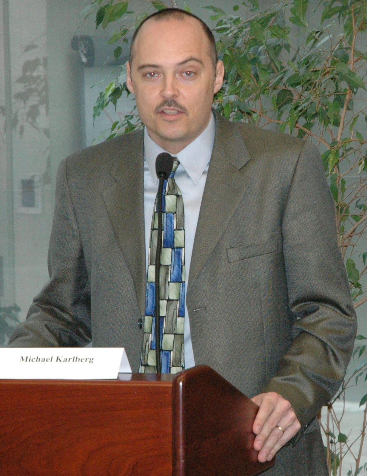 Michael Karlberg of Western Washington University speaks at a discussion titled "Portrayal or Betrayal: How the Media Depicts Women and Girls." The Baha'i International Community hosted the event at its UN offices in New York.