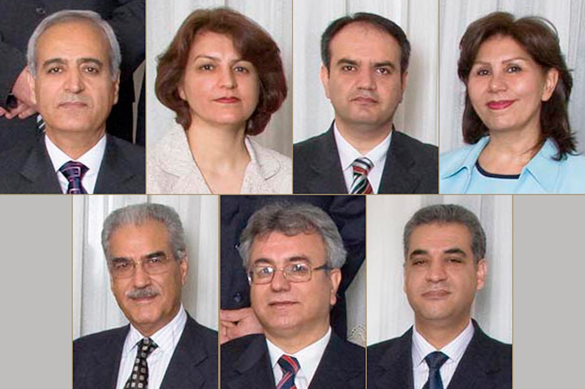 On 14 May, the Iranian Baha'i leaders enter their third year of imprisonment without having been convicted of any crime. They are, top from left, Behrouz Tavakkoli, Fariba Kamalabadi, Vahid Tizfahm, and Mahvash Sabet; bottom from left, Jamaloddin Khanjani, Saeid Rezaie, and Afif Naeimi.