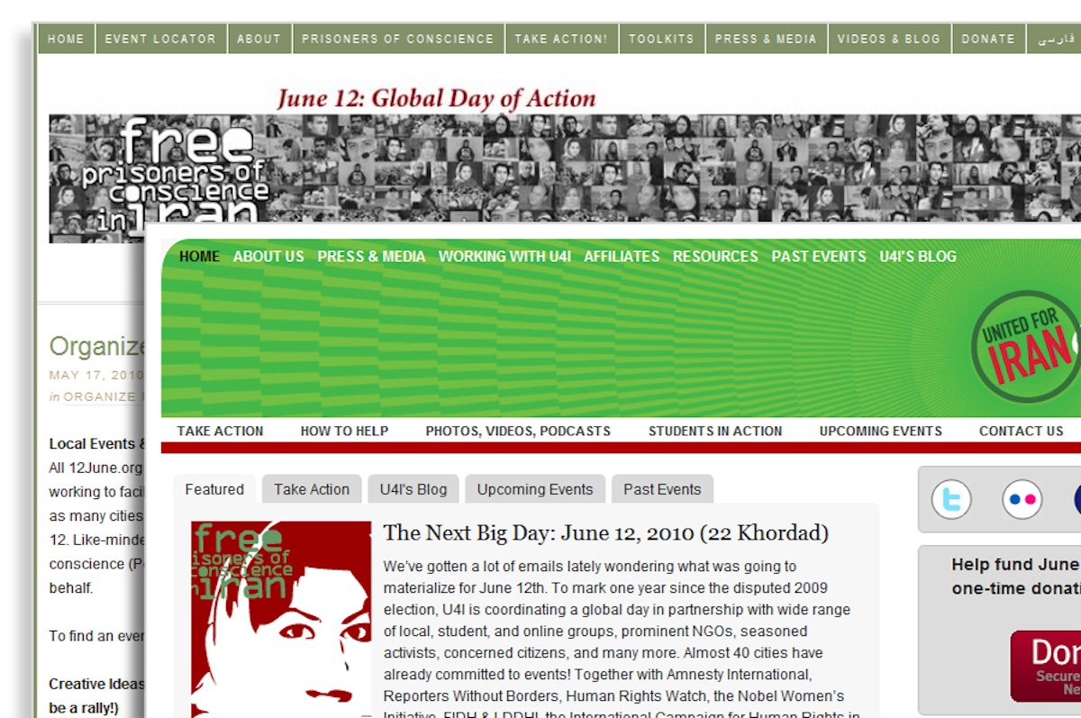 دو صفحه آنلاين با خبر روز اقدام در ٢٢ خرداد (١٢ ژوئن).