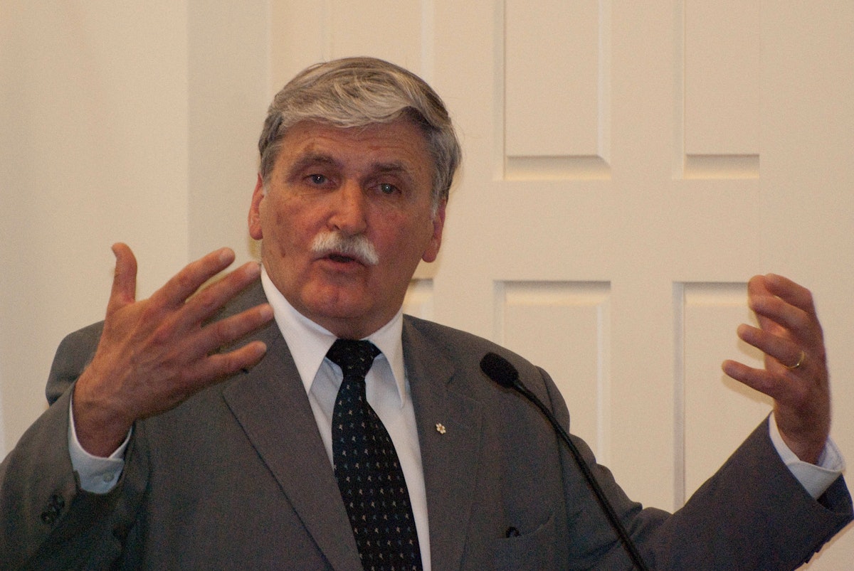 The 2010 World Religions Summit was addressed by Lieutenant General Romeo Dallaire, Canadian senator and former Force Commander of UNAMIR, the United Nations peacekeeping force for Rwanda between 1993 and 1994. Photograph by Louis Brunet.
