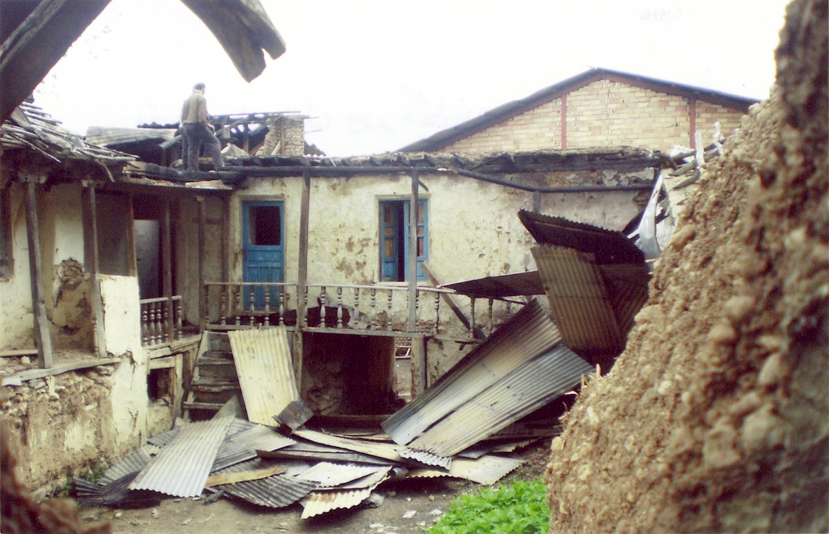 The home of Mr. Abdolbaghi Rouhani - a Baha'i from Ivel - after it was set on fire by unknown arsonists in May 2007.