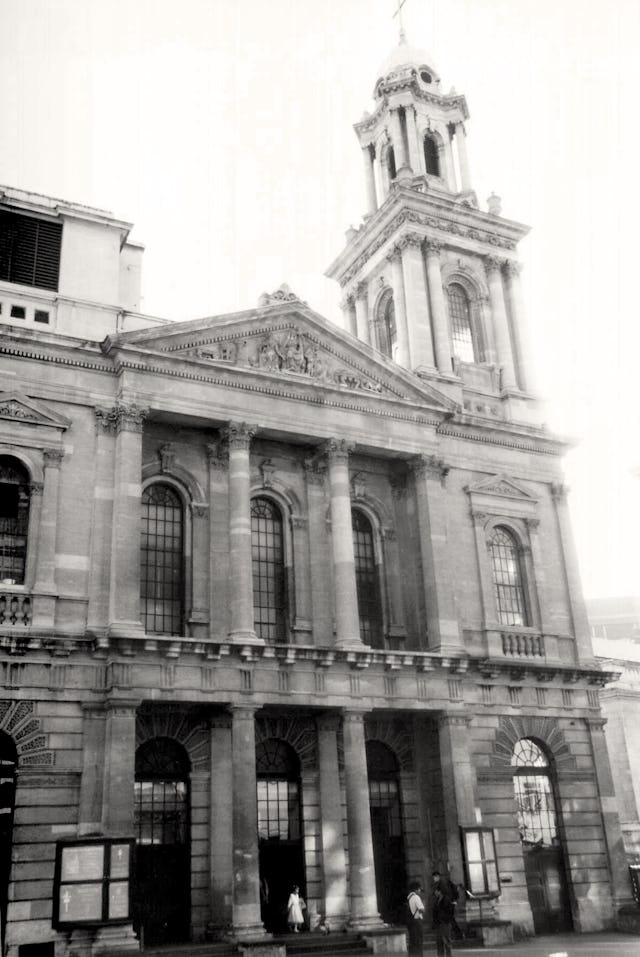 The City Temple, London, where 'Abdu'l-Baha gave His first ever public talk on 10 September 1911. "The gift of God to this enlightened age is the knowledge of the oneness of mankind and of the fundamental oneness of religion," He told the congregation.