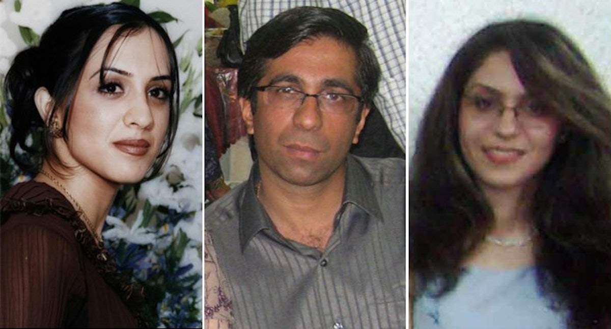سه بهائی ایرانی که چهارمین سال زندان خود را در بازداشتگاه وزارت اطلاعات شیراز آغاز می‌کنند، از چپ به راست عبارتند از هاله روحی، ساسان تقوا و رها ثابت. آنها در اردیبهشت ١٣٨٥ (مه ٢٠٠٦) همراه ٥١ بهائی دیگر و حدود ١٠ دوست مسلمان، پس از شرکت در یک برنامۀ آموزشی برای کودکان محروم دستگیر شدند.
