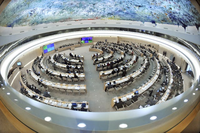 Participants at the 16th session of the Human Rights Council in Geneva, Switzerland. For the first time, the Council has appointed a special investigator to monitor Iran's compliance with international human rights standards. UN Photo by Jean-Marc Ferré.