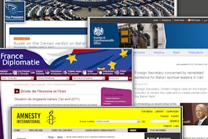 نمونه هایی از اعتراض گسترده توسط دولت ها و سازمان ها در سراسر جهان برای بازگرداندن احکام ۲۰ سالۀ زندان برای هفت مدیر بهائی در ایران