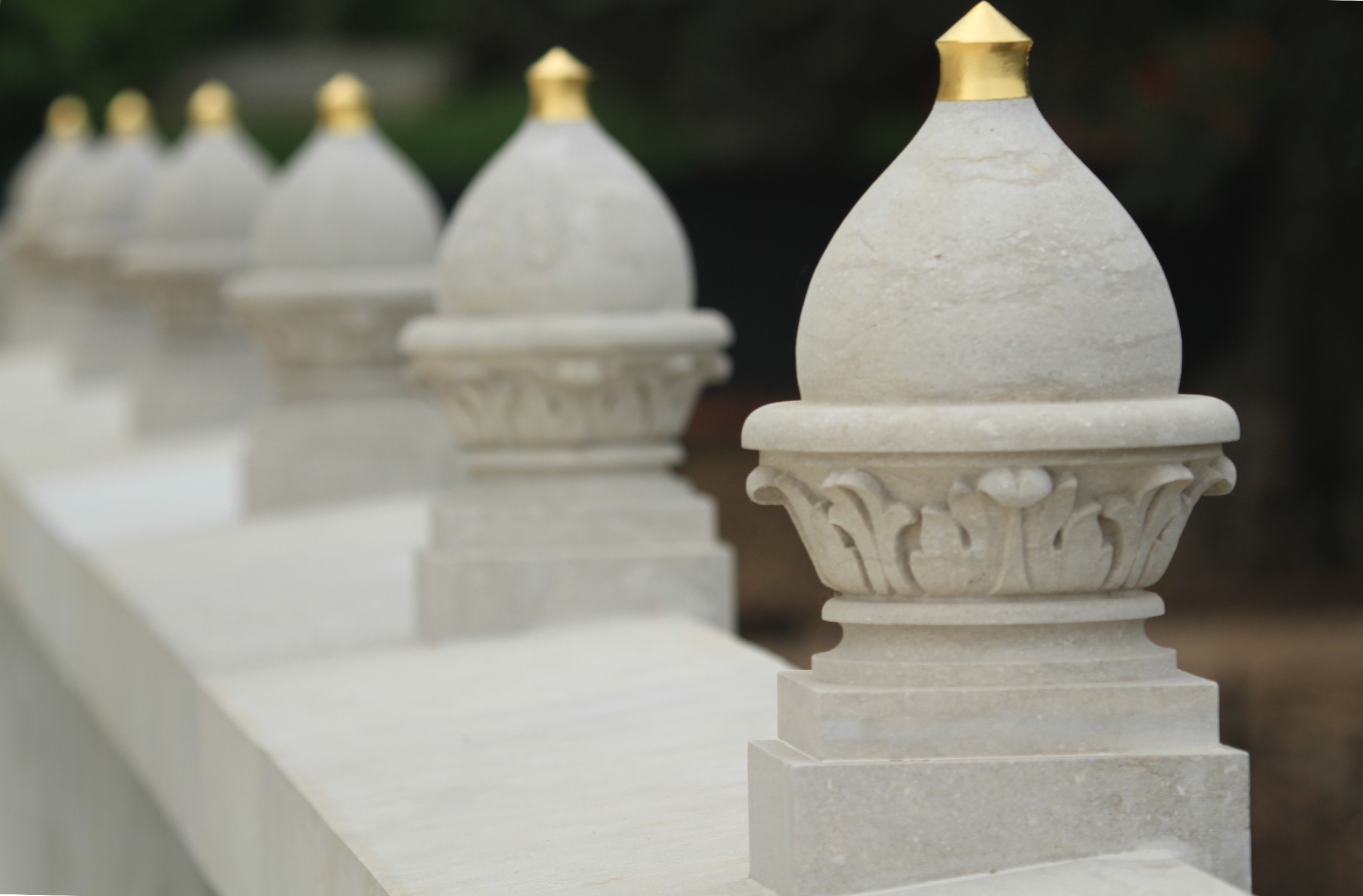 A detail showing the Shrine of the Bab's exquisite finials, newly repaired and gilded. Photo credit: Baha’i World Centre photo. All rights reserved.