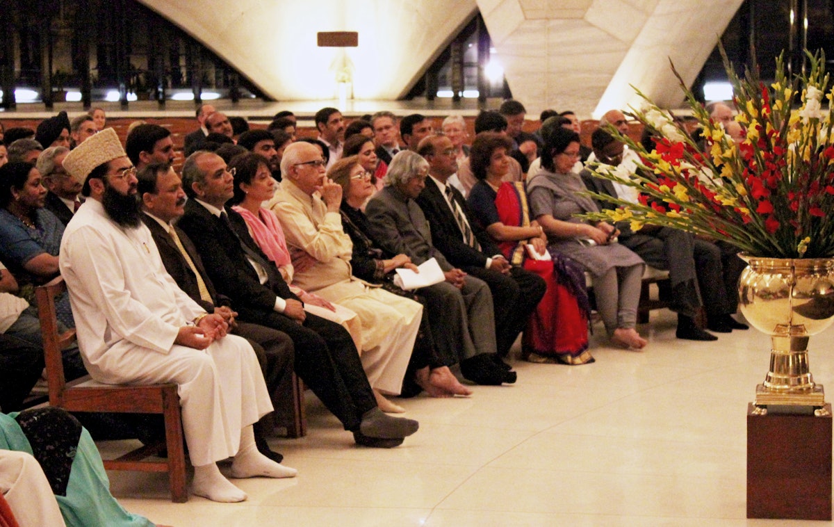 Some 400 dignitaries gathered in the Baha'i House of Worship in New Delhi for a prayer service to mark the inauguration of its 25th anniversary year.