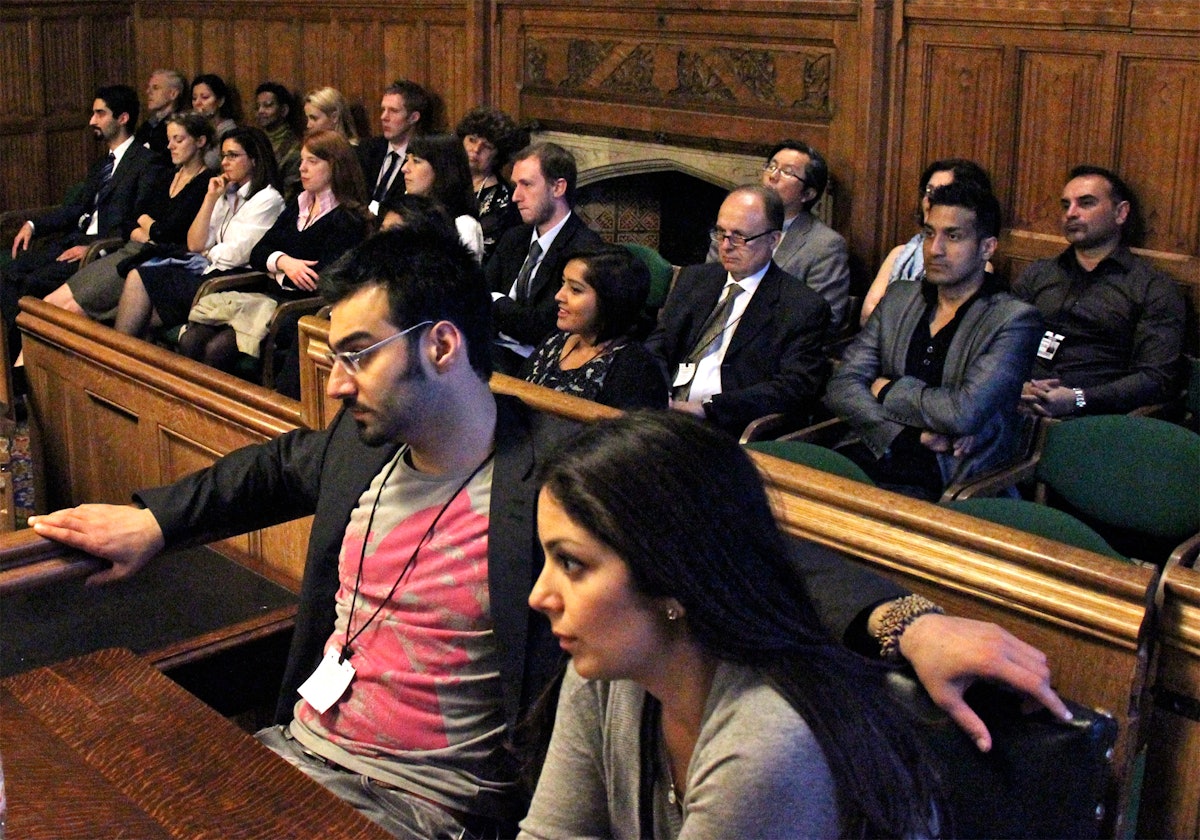 Audience members at a seminar on human rights in Iran held at the United Kingdom's Houses of Parliament. The seminar on 15 June was the latest in a range of activities taking place around the world to mark the third anniversary of the arrest of Iran's seven Baha'i leaders. The seven were detained on baseless charges, convicted without evidence and in violation of due process, and are each serving 20-year jail terms.