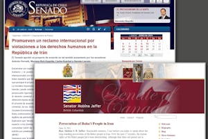 سنای شیلی از رئیس جمهور سباستین پینیرا خواسته است که ایران را به خاطر «آزار شدید و روشمند بهائیان» کشور «به شدت محکوم کند.» در کانادا، سناتور مبینا جعفر، اولین سناتور مسلمان کشور، تقاضا کرده «گام های تازه ای» برداشته شود تا «از ایران بخواهد پاسخگوی رفتار غیر قابل قبول خود در برابر بهائیان باشد.»