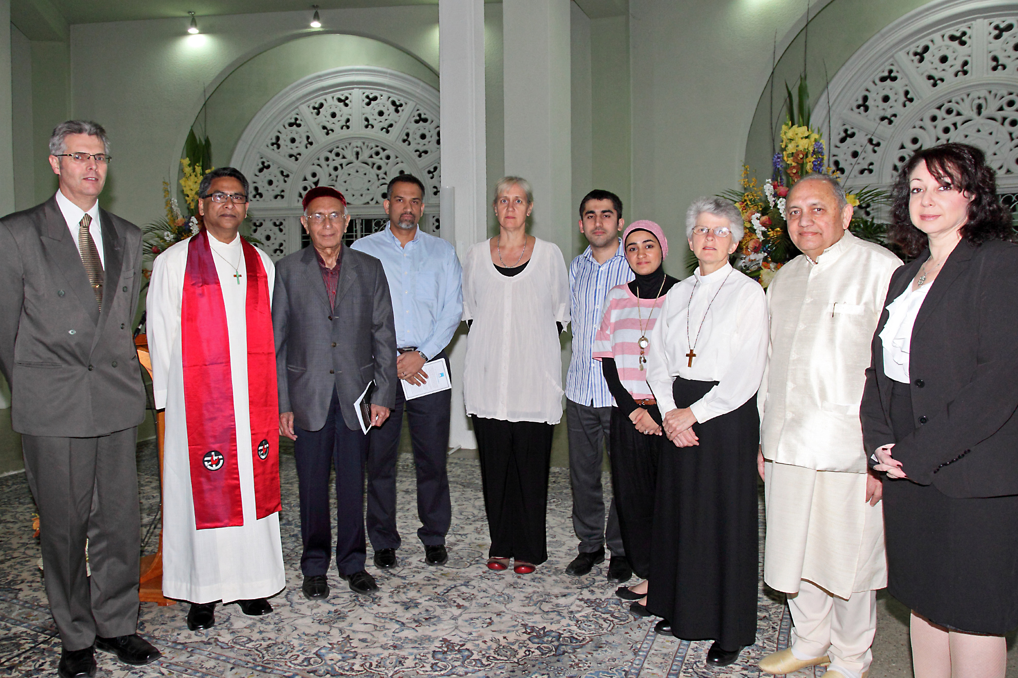 Representatives of seven of the world's major religions who read from their sacred scriptures at an International Day of Peace service in the Baha'i House of Worship, Sydney, on Wednesday 22 September. The 10 readers represented the Baha'i, Buddhist, Christian, Hindu, Jewish, Muslim and Zoroastrian communities.