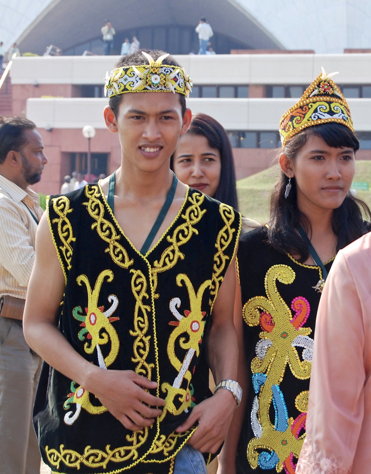 Almost 60 countries were represented at the silver jubilee festivities for the Baha'i House of Worship in New Delhi, 11-12 November 2011, which culminated in a parade of the nations represented. Pictured are visitors from Indonesia in traditional costume.