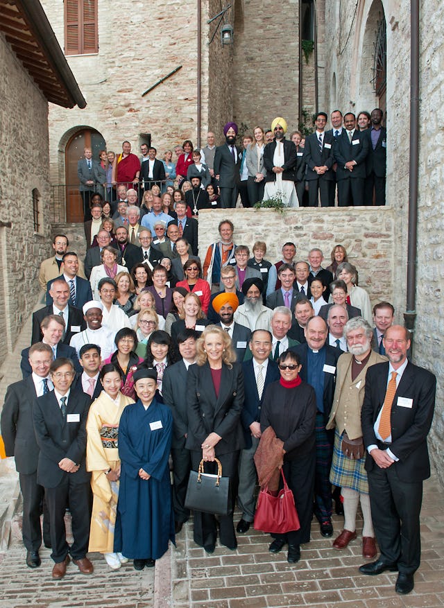 Founder members and friends of the Green Pilgrimage Network, launched at Assisi, Italy, in a celebration organised by the Alliance of Religions and Conservation (ARC) in association with WWF, on 1 November 2011. Photograph: ARC/Katia Marsh.