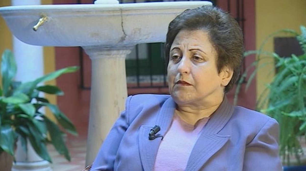 Human rights lawyer and Nobel Peace Prize laureate, Shirin Ebadi, appearing in the film, "Iranian Taboo." Questioning the barring of Baha'is from certain professions in Iran, Mrs. Ebadi asks, "Where in Islam does it say that a shoemaker has to be Muslim?"