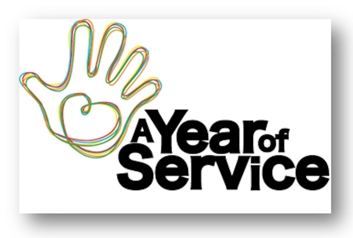The logo for "A Year of Service," a UK government-sponsored program aimed at exemplifying the principle of selfless service to others, and promoting collaboration between the United Kingdom's nine major faith communities.