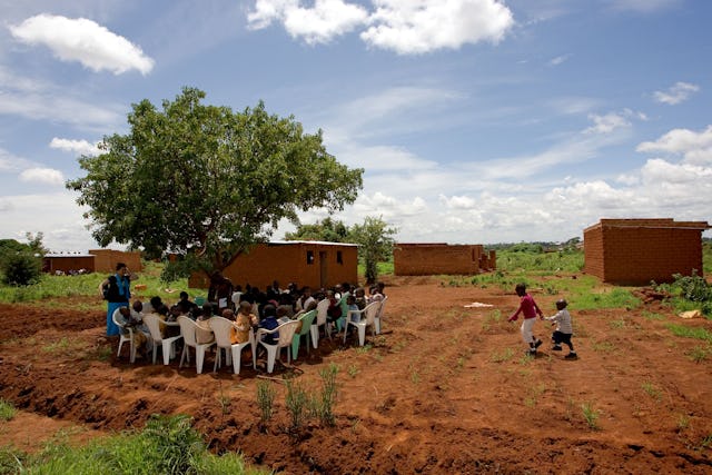 A Baha'i gathering in the Democratic Republic of the Congo. The Universal House of Justice has announced the building of a new national Baha'i House of Worship in that country.