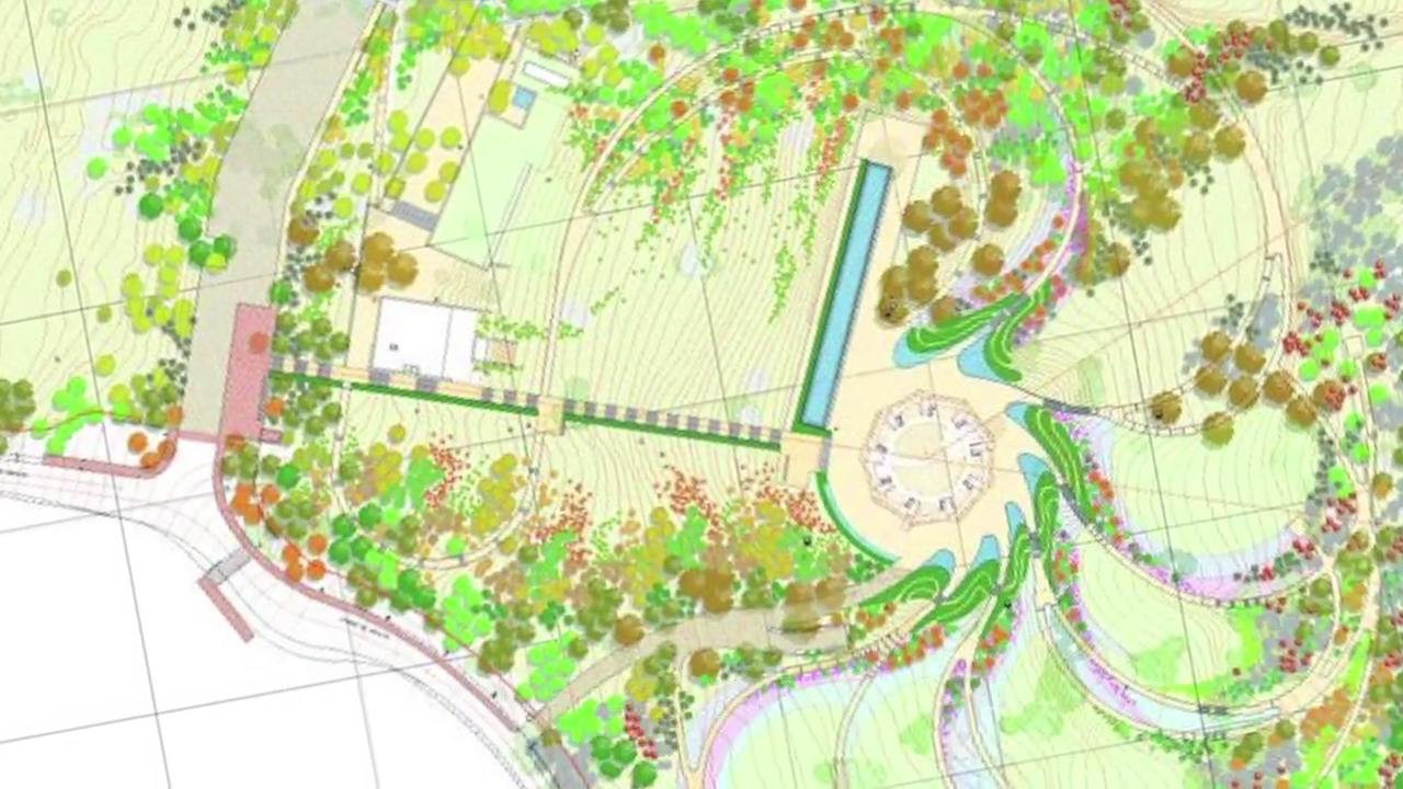 نقشه‌ای از محل مشرق‌الاذکار بهائی در حال ساخت در پنیالولن، سانتیاگو. تصویر از یک فیلم خبری به نام «پیشرفت ساختمان مشرق‌الاذکار بهائی برای آمریکای جنوبی» گرفته شده است.