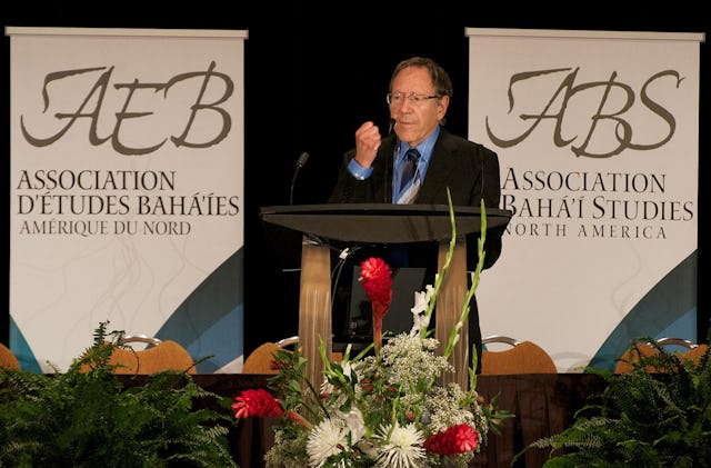 Former Canadian Attorney General and Minister of Justice, Irwin Cotler MP, addresses the 36th conference of the Association for Baha'i Studies North America, held in Montreal, 9-12 August 2012.