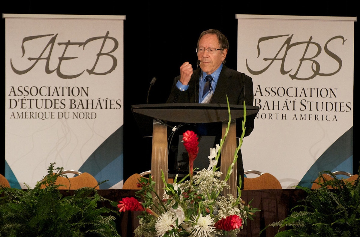 Former Canadian Attorney General and Minister of Justice, Irwin Cotler MP, addresses the 36th conference of the Association for Baha'i Studies North America, held in Montreal, 9-12 August 2012.
