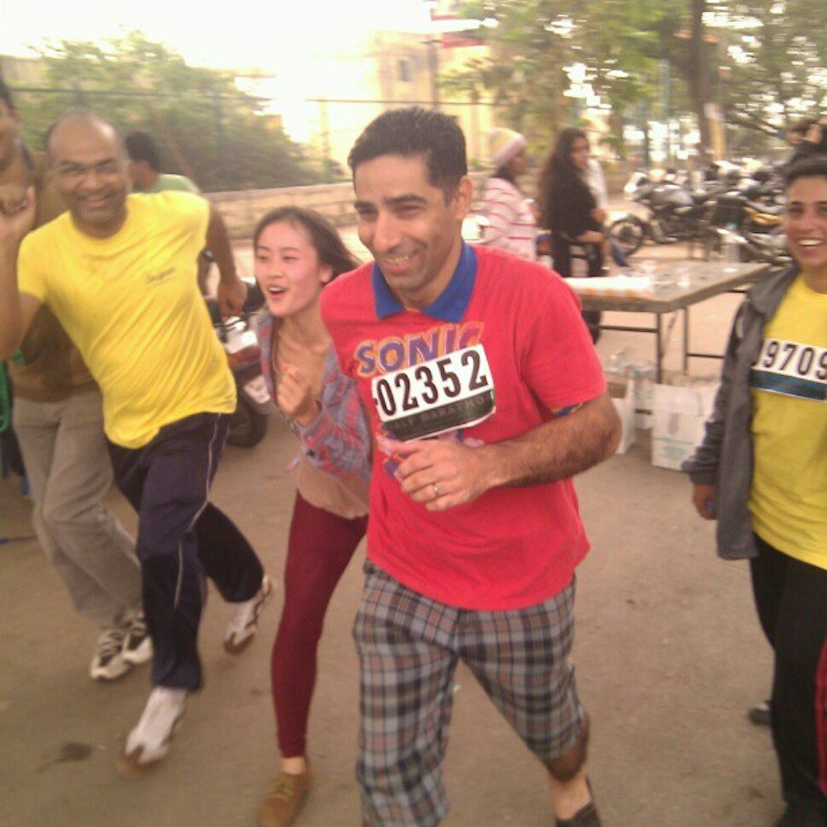 Runners taking part in a marathon, organised by the Classic Road Runners Athletic Club of Bangalore, which aimed to raise awareness about human rights abuses in Iran, 9 December 2012.