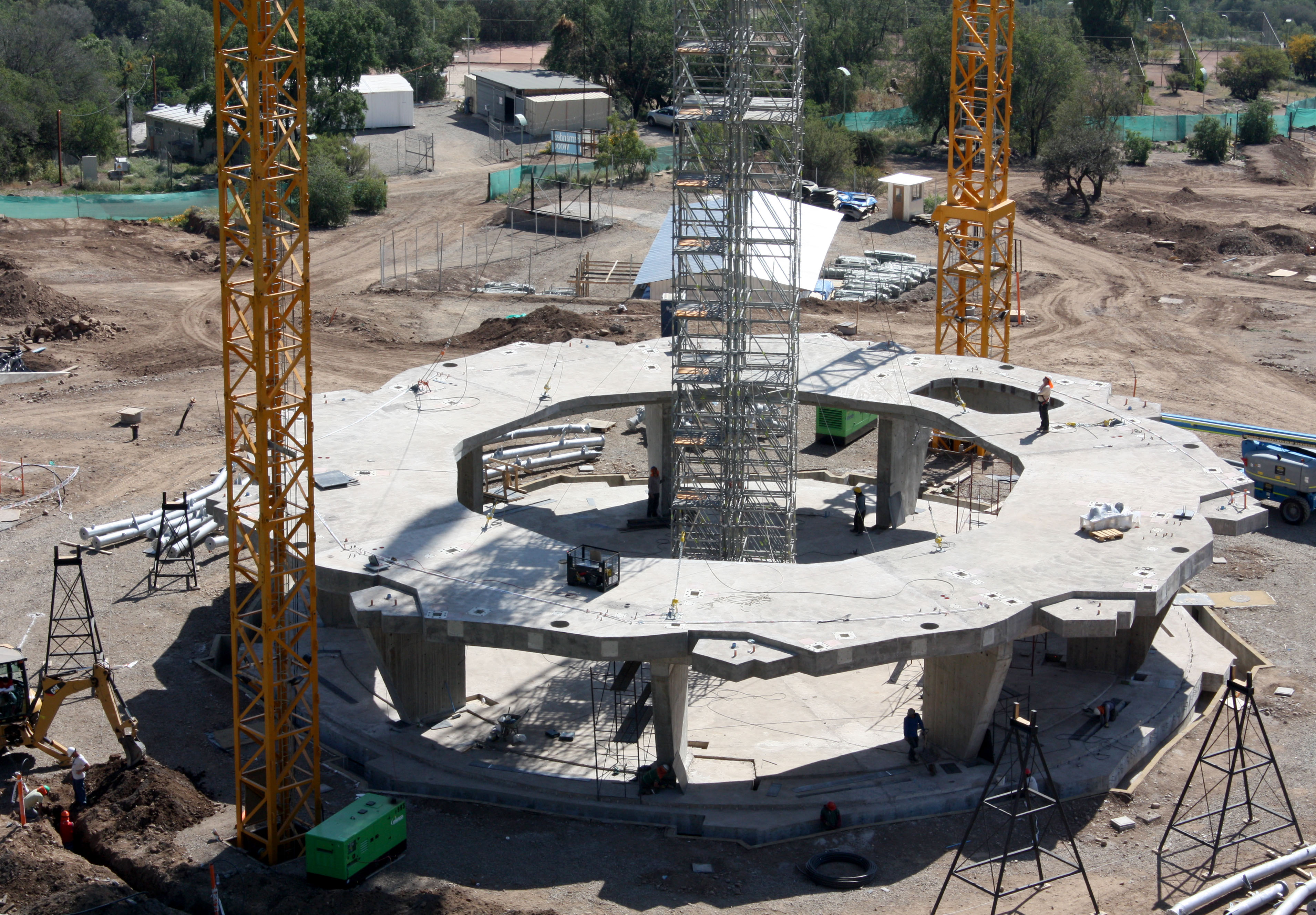 View of the completed concrete work of the mezzanine, columns and main floor of the Temple and Tunnel.