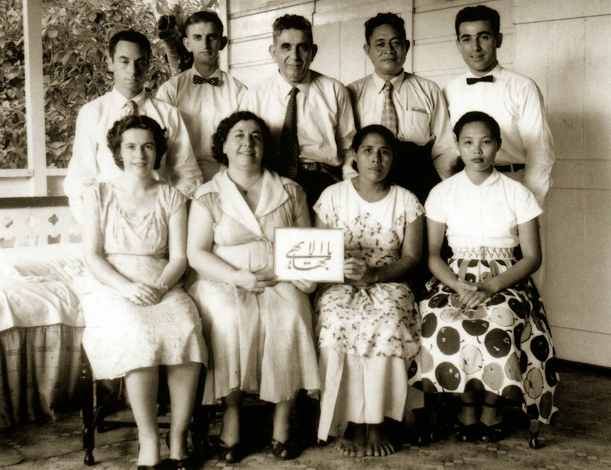 The first Baha'i Local Spiritual Assembly in Samoa, 1957.
