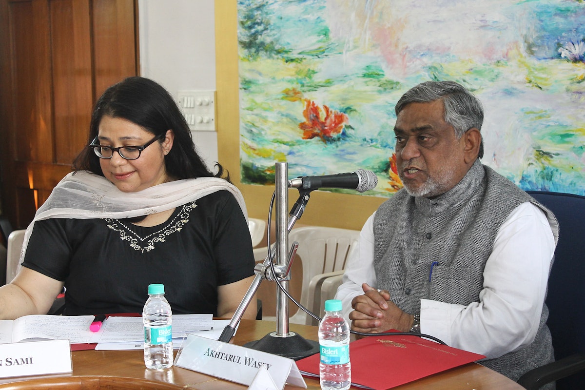 Panelists at a seminar held at the National Baha'i Centre in New Delhi on 5 March.