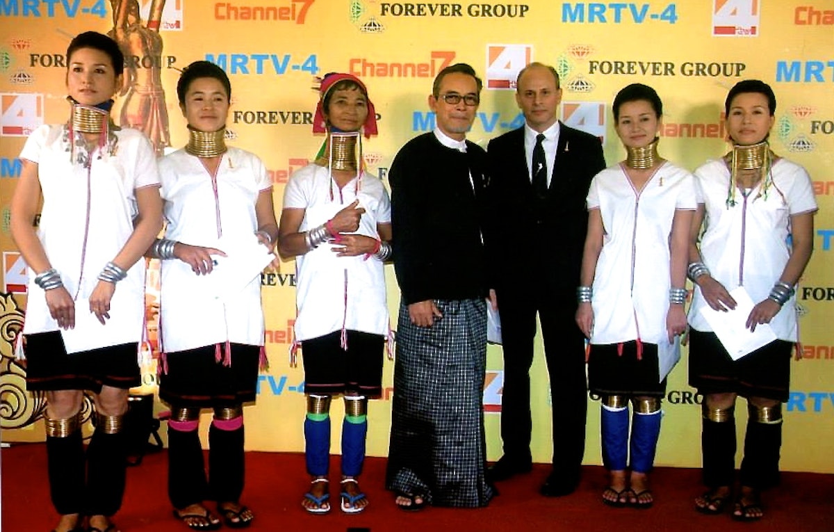 The cast and makers of Kayan Beauties at the 56th Annual Myanmar Academy Awards where the film took the awards for Best Cinematographer and Best Sound. From left to right: Nwe Ni Win, Nin Mai, Mu Tho, Aung Ko Latt, Hector Carosso, Rose Mary and Khin Mar Win.