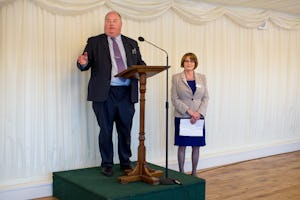 The Right Honorable Eric Pickles, UK Secretary of State for Communities and Local Government, addresses guests at a reception held in the Houses of Parliament, 30 April 2014, marking the Baha'i festival of Ridvan.