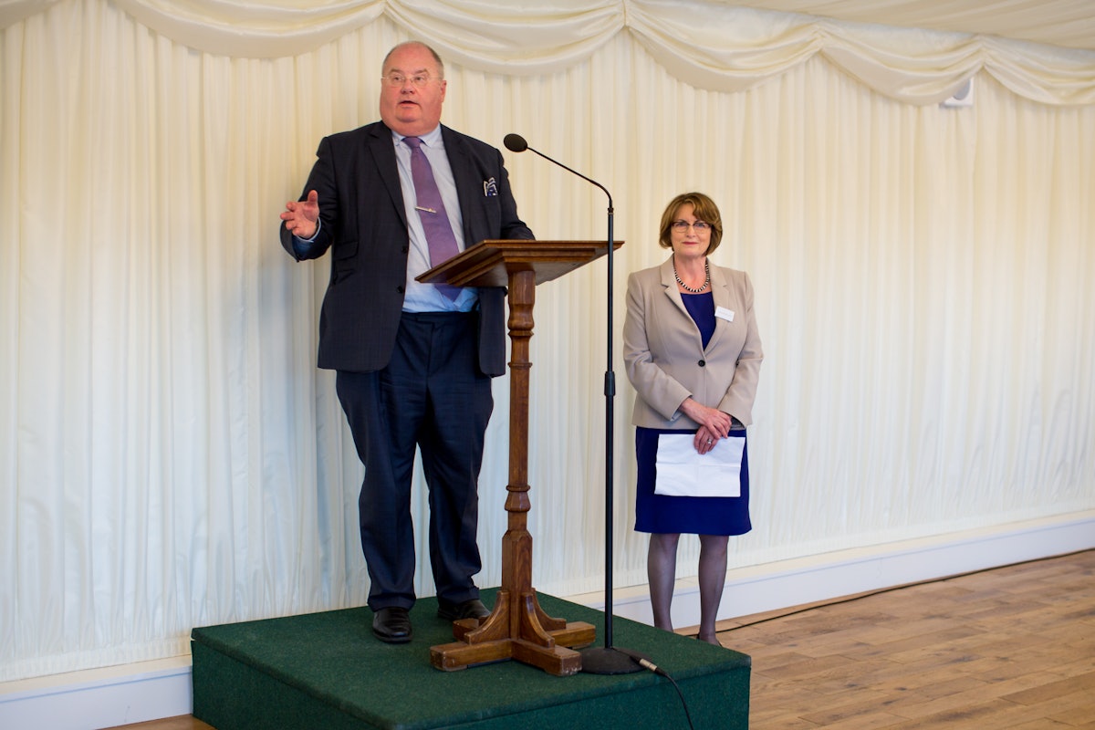 The Right Honorable Eric Pickles, UK Secretary of State for Communities and Local Government, addresses guests at a reception held in the Houses of Parliament, 30 April 2014, marking the Baha'i festival of Ridvan.