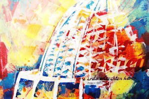 نقاشی Light 2 (نور ۲) توسط آندریا زایدل که در یک نمایشگاه هنری به مناسبت جشن پنجاهمین سالگرد افتتاح مشرقالاذکار در لانگنهاین آلمان به نمایش درآمد. دوازده هنرمند از لانگنهاین و منطقۀ اطراف آن نقاشیها و عکسهایی از این معبد را به نمایش گذاشتند.