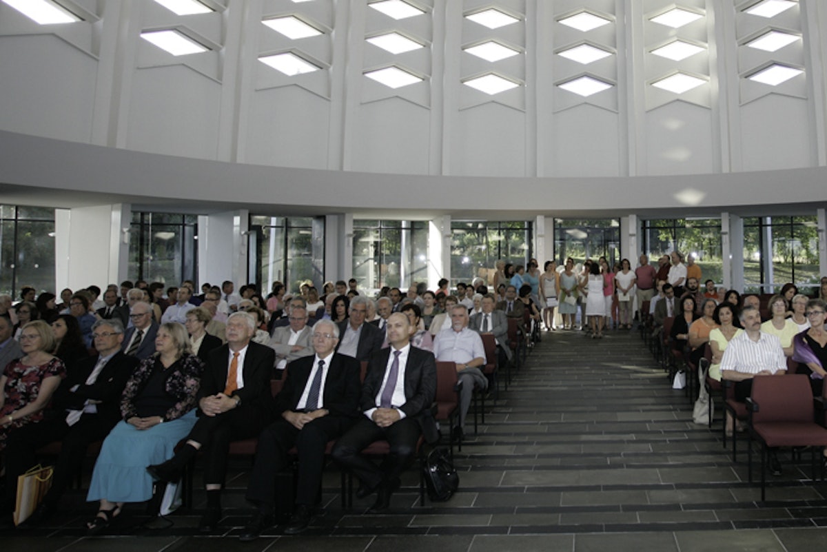 A devotional gathering at the European Baha'i House of Worship, Langenhain, Germany, was held on Thursday 3 July 2014, marking the 50th anniversary of the Temple's dedication. Prominent religious and political figures were among the guests, as was the building's architect, Teuto Rocholl.