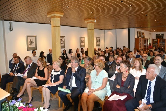 Some 100 guests – including politicians, and representatives of religious groups and civil society – gathered at Luxembourg's national Baha'i center on 26 June.