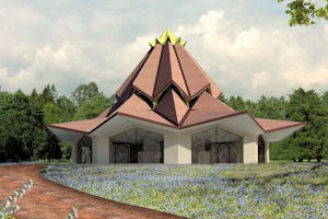 طرح ساختمان اصلی مشرق الاذکار محلّی که در برابر حدود ٥۰۰ نفر حضار پرده برداری شد.