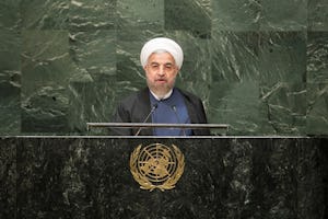 سخنرانی حسن روحانی، رئیس جمهور ایران، در ۲۵ سپتامبر ۲۰۱۴ در مجمع عمومی سازمان ملل متحد.